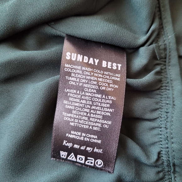 Sunday Best Aritzia Crop Front Tie Kimberly Long Sleeve Blouse Green - Picture 11 of 16